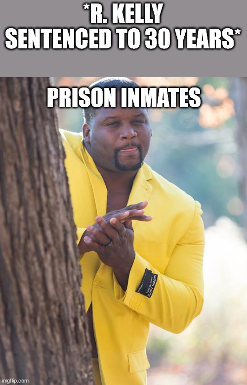 Is this Justice? | *R. KELLY SENTENCED TO 30 YEARS*; PRISON INMATES | image tagged in anthony adams rubbing hands | made w/ Imgflip meme maker