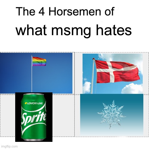 Four horsemen of | what msmg hates | image tagged in four horsemen of | made w/ Imgflip meme maker