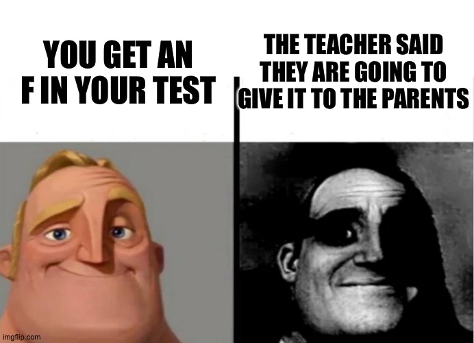 hide your test if you get an F | THE TEACHER SAID THEY ARE GOING TO GIVE IT TO THE PARENTS; YOU GET AN F IN YOUR TEST | image tagged in teacher's copy,random tag i decided to put | made w/ Imgflip meme maker