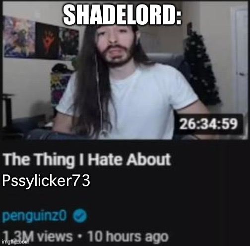 The Thing I Hate About ___ | SHADELORD:; Pssylicker73 | image tagged in the thing i hate about ___ | made w/ Imgflip meme maker