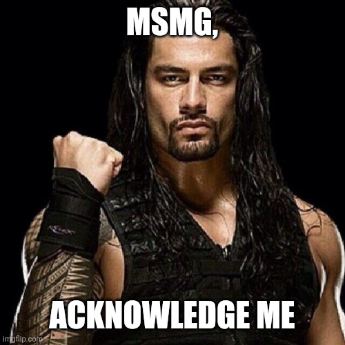 Roman Reigns | MSMG, ACKNOWLEDGE ME | image tagged in roman reigns | made w/ Imgflip meme maker