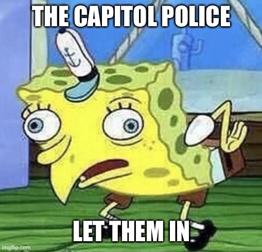 Spongebob chicken  | THE CAPITOL POLICE LET THEM IN | image tagged in spongebob chicken | made w/ Imgflip meme maker