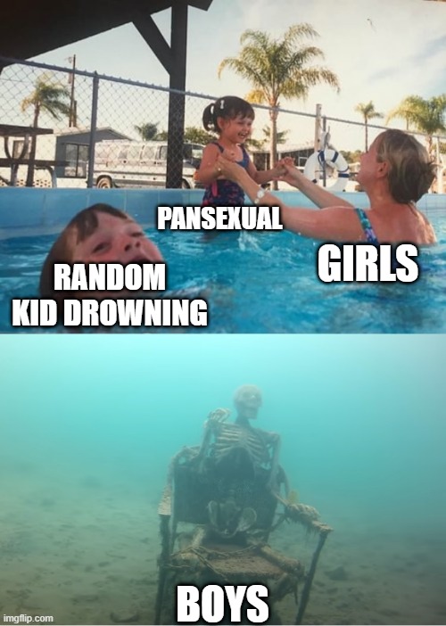 just a meme, NO OFFENCE YOU LITTLE KARENS | PANSEXUAL; GIRLS; RANDOM KID DROWNING; BOYS | image tagged in swimming pool kids | made w/ Imgflip meme maker