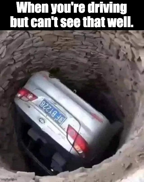 Well | When you're driving but can't see that well. | image tagged in bad pun | made w/ Imgflip meme maker