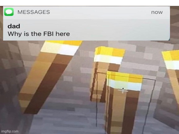 oh no | image tagged in fbi,minecraft,funny,memes,wait thats illegal | made w/ Imgflip meme maker