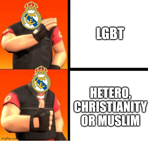 Real Madrid be like | LGBT; HETERO, CHRISTIANITY OR MUSLIM | image tagged in heavy drake,real madrid,lgbtq,christianity,muslim,yeeee | made w/ Imgflip meme maker
