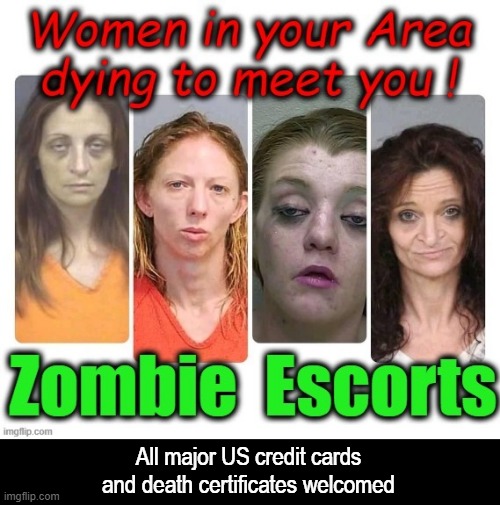 Zombie Escorts | All major US credit cards
and death certificates welcomed | image tagged in credit card | made w/ Imgflip meme maker