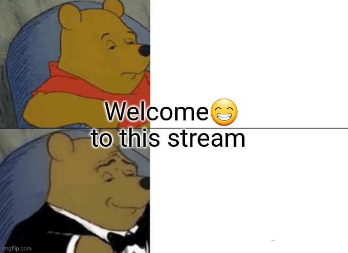 Yez welcome guyz | Welcome😁 to this stream | image tagged in memes,tuxedo winnie the pooh | made w/ Imgflip meme maker