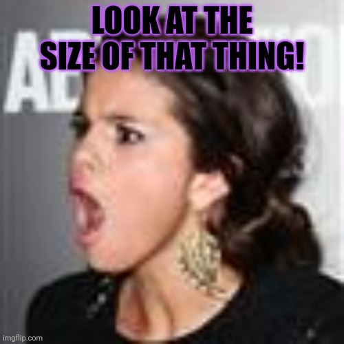 Selena Gomez | LOOK AT THE SIZE OF THAT THING! | image tagged in selena gomez | made w/ Imgflip meme maker