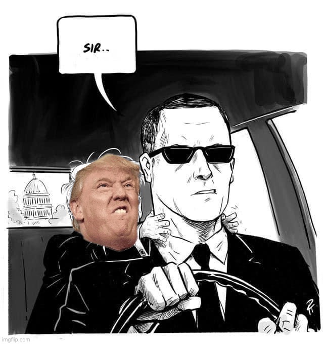 Traitor Trump grabs Secret Service agent by the neck Blank Meme Template