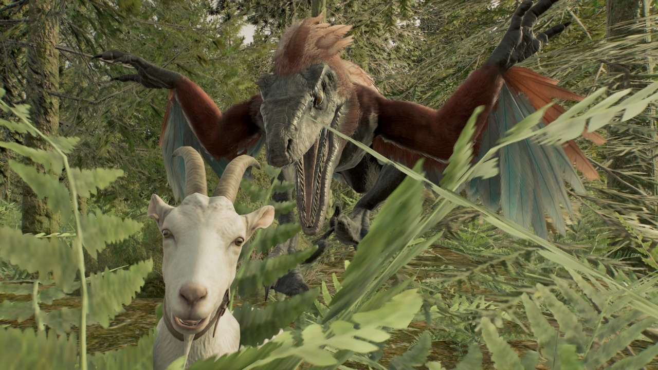 goat being eaten by dino meme version 2 Blank Meme Template