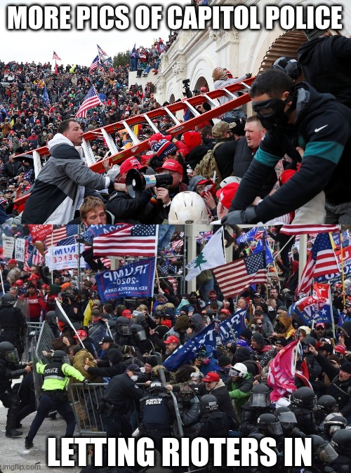 MORE PICS OF CAPITOL POLICE LETTING RIOTERS IN | image tagged in qanon - insurrection - trump riot - sedition,capitol | made w/ Imgflip meme maker