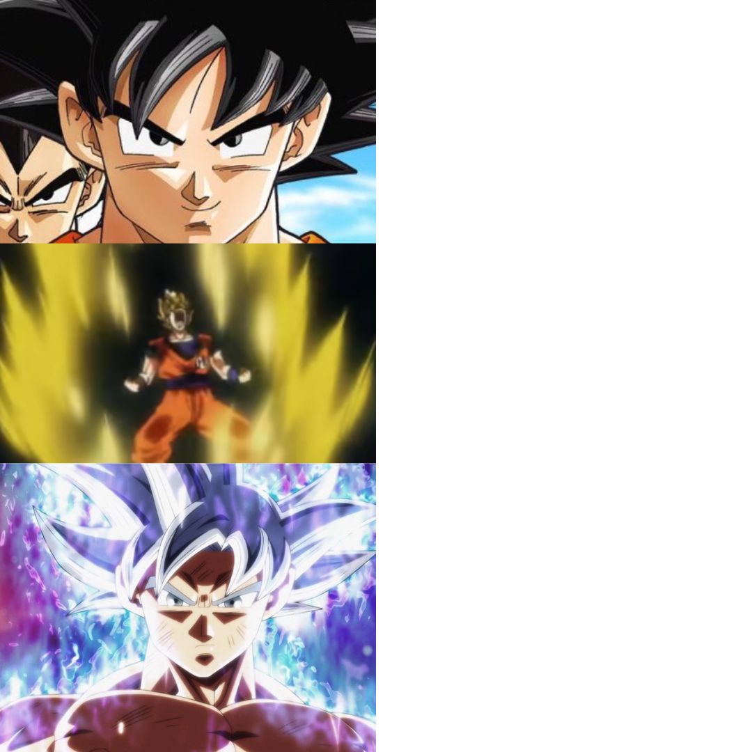 High Quality Goku 3 Panel Level Up Blank Meme Template