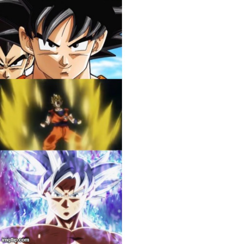 Goku Level Up Template | image tagged in goku 3 panel level up | made w/ Imgflip meme maker