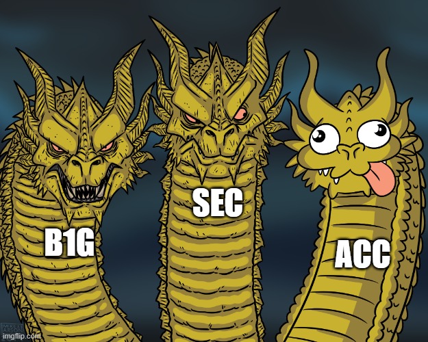 King Ghidorah | SEC; ACC; B1G | image tagged in king ghidorah | made w/ Imgflip meme maker