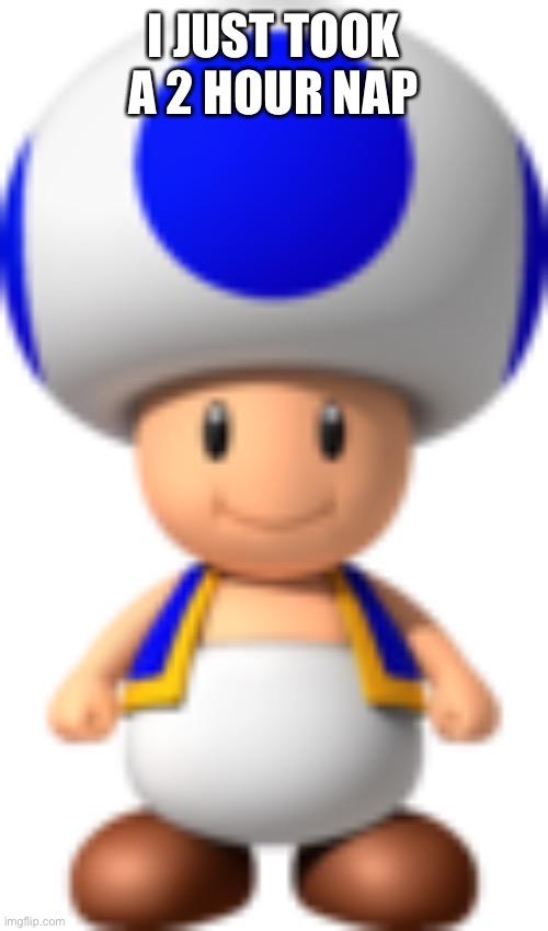 Toad | I JUST TOOK A 2 HOUR NAP | image tagged in toad | made w/ Imgflip meme maker