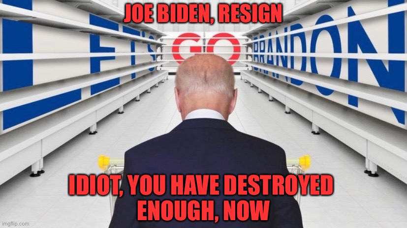 Joe Biden, you idiot, resign! | JOE BIDEN, RESIGN; IDIOT, YOU HAVE DESTROYED 
ENOUGH, NOW | image tagged in joe biden,creepy joe biden,biden,you're an idiot,idiot,idiotic | made w/ Imgflip meme maker
