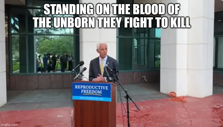 Fitting imagery | STANDING ON THE BLOOD OF THE UNBORN THEY FIGHT TO KILL | image tagged in democrats,liberals,abortion | made w/ Imgflip meme maker