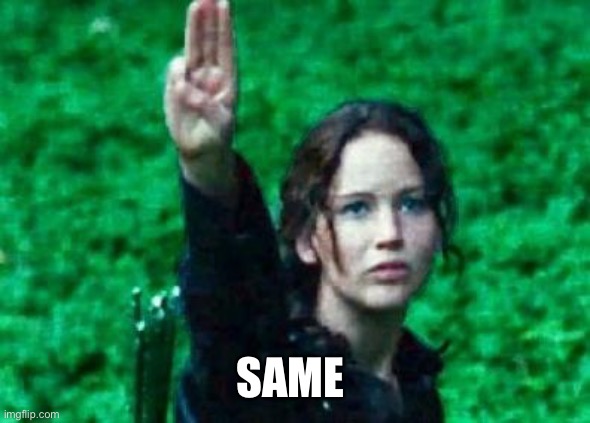 Katniss salute | SAME | image tagged in katniss salute | made w/ Imgflip meme maker