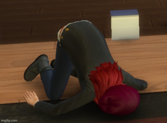 POV: You forgor :skull: to sleep | image tagged in sims 4 passout pose | made w/ Imgflip meme maker