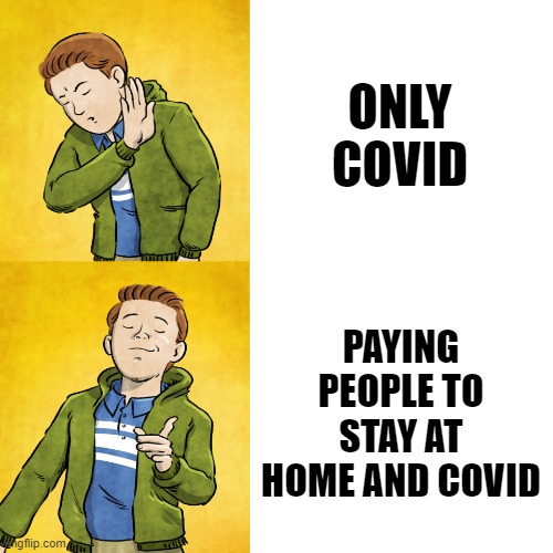 Reasons for Inflation | ONLY COVID; PAYING PEOPLE TO STAY AT HOME AND COVID | image tagged in ethan no yes | made w/ Imgflip meme maker