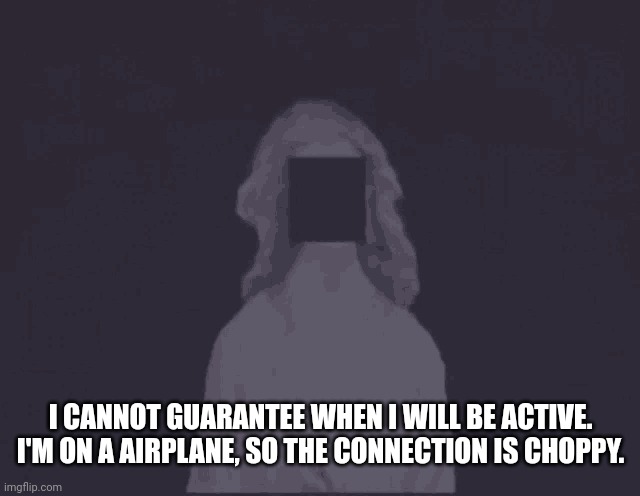 Gabriel | I CANNOT GUARANTEE WHEN I WILL BE ACTIVE. I'M ON A AIRPLANE, SO THE CONNECTION IS CHOPPY. | image tagged in gabriel | made w/ Imgflip meme maker