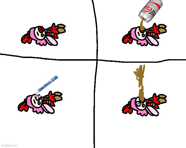 Ribbon does Mentos and Diet Coke challenge | image tagged in kirby,mentos,diet coke,ribbon,funny | made w/ Imgflip meme maker