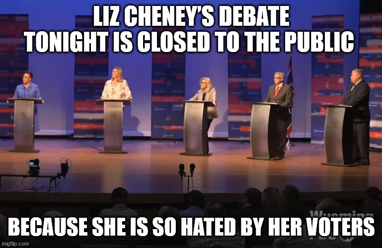 Bye bye... DC rat Cheney...  enjoy your sham committee while it lasts... | LIZ CHENEY’S DEBATE TONIGHT IS CLOSED TO THE PUBLIC; BECAUSE SHE IS SO HATED BY HER VOTERS | image tagged in rino | made w/ Imgflip meme maker