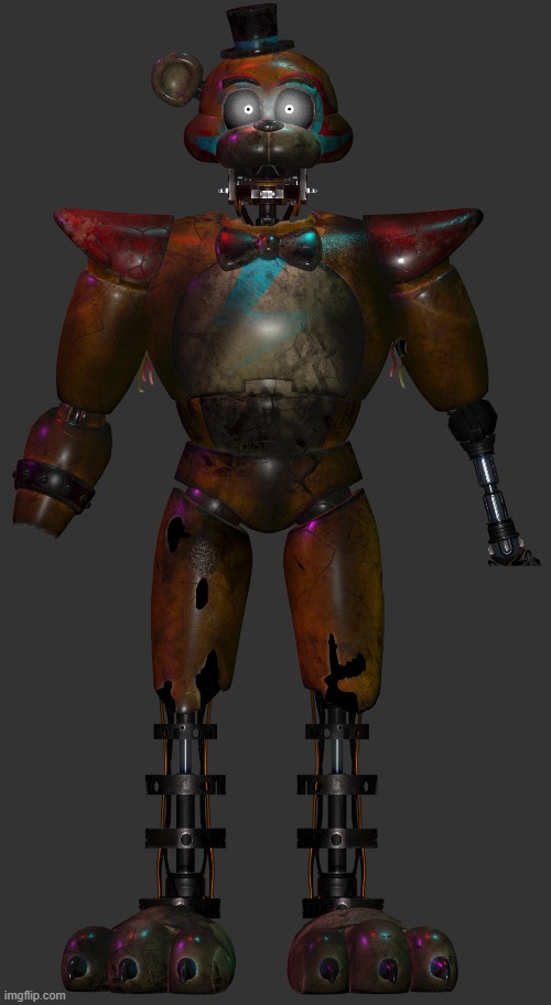 Ignited Glamrock Freddy(In the style of regular Ignited Freddy. I haven't posted art in a while, sooo-) | made w/ Imgflip meme maker