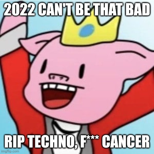 Rip Techno, F** Cancer | 2022 CAN'T BE THAT BAD; RIP TECHNO, F*** CANCER | image tagged in technoblade,cancer,rip | made w/ Imgflip meme maker