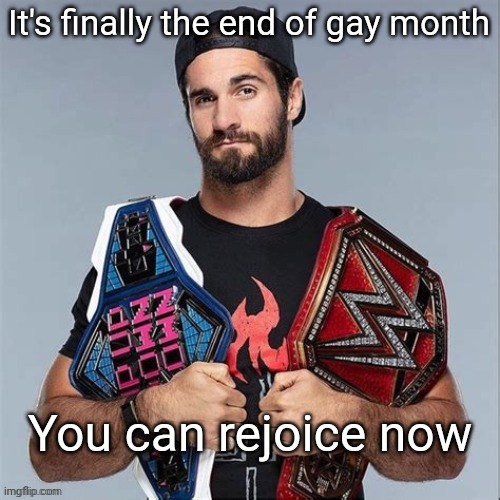 Cool seth rollins | It's finally the end of gay month; You can rejoice now | image tagged in cool seth rollins | made w/ Imgflip meme maker