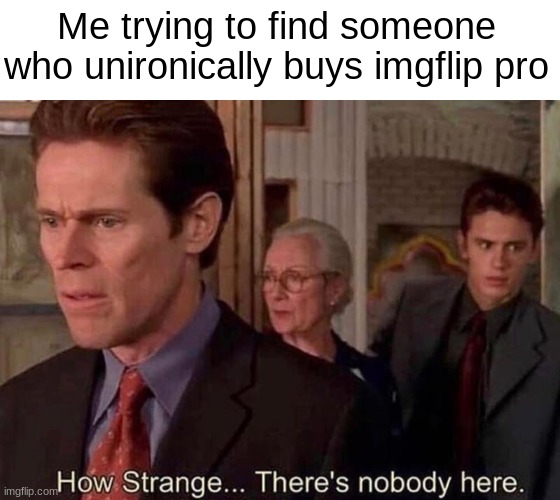 . | Me trying to find someone who unironically buys imgflip pro | made w/ Imgflip meme maker
