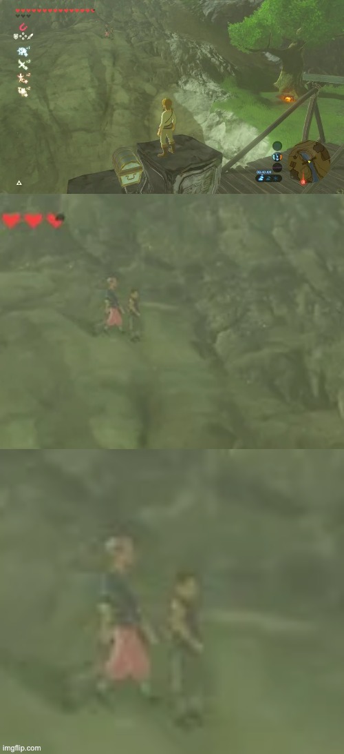 NPCs can climb cliffs after all | image tagged in the legend of zelda breath of the wild,repost,zelda,npc | made w/ Imgflip meme maker