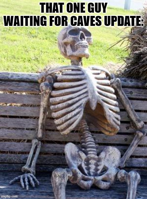 I know | THAT ONE GUY WAITING FOR CAVES UPDATE: | image tagged in memes,waiting skeleton,minecraft,gaming | made w/ Imgflip meme maker