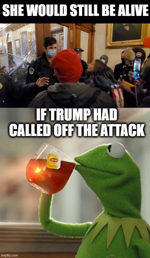 So many crimes on so many levels | SHE WOULD STILL BE ALIVE; IF TRUMP HAD CALLED OFF THE ATTACK | image tagged in memes,but that's none of my business,politics,trump is guilty,lock him up,maga | made w/ Imgflip meme maker