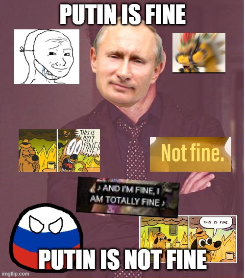 putin fine not fine | PUTIN IS FINE; PUTIN IS NOT FINE | image tagged in memes,face you make robert downey jr | made w/ Imgflip meme maker