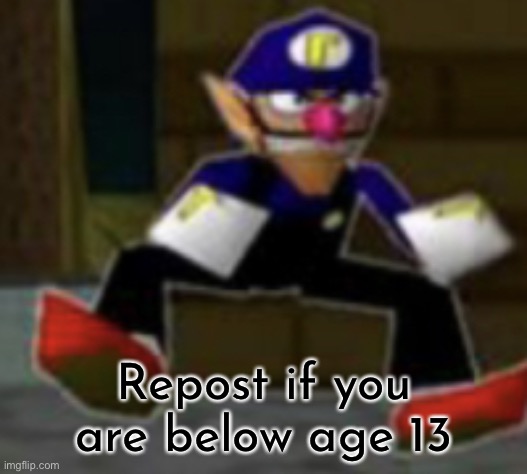 wah male | Repost if you are below age 13 | image tagged in wah male | made w/ Imgflip meme maker