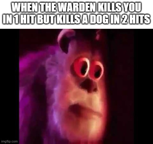 How!? | WHEN THE WARDEN KILLS YOU IN 1 HIT BUT KILLS A DOG IN 2 HITS | image tagged in scared sullivan,minecraft,memes | made w/ Imgflip meme maker