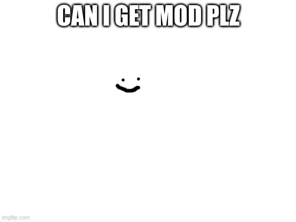 plz | CAN I GET MOD PLZ | image tagged in blank white template,memes,funny,lol,mod | made w/ Imgflip meme maker