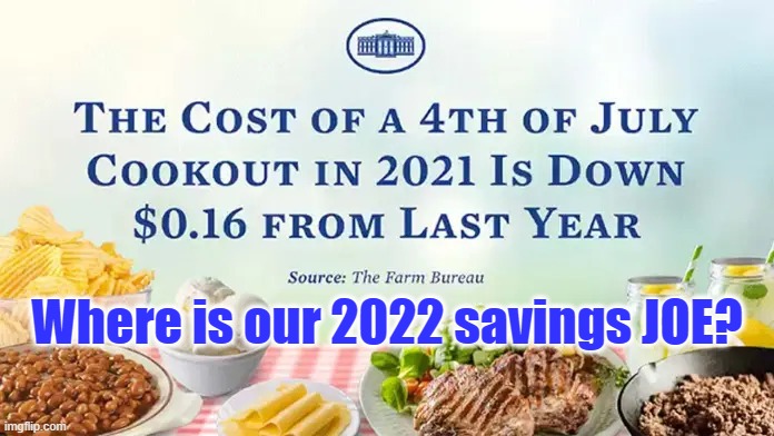 This 4th of July thank a Democrat for the savings | Where is our 2022 savings JOE? | image tagged in democrats,4th of july,july 4th,biden,liberal logic | made w/ Imgflip meme maker