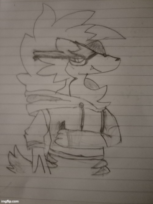 I was looking through photos and found this drawing which was my first like well drawing that was something like an oc or furson | made w/ Imgflip meme maker