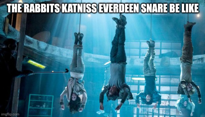 Maze Runner Scorch Trials hanging | THE RABBITS KATNISS EVERDEEN SNARE BE LIKE | image tagged in maze runner scorch trials hanging | made w/ Imgflip meme maker