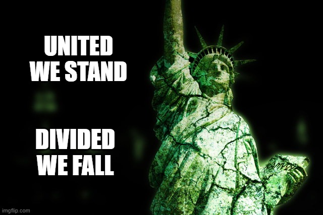 Don't let the Dividers win | UNITED WE STAND; DIVIDED WE FALL | image tagged in custom template,independence day,free speech | made w/ Imgflip meme maker