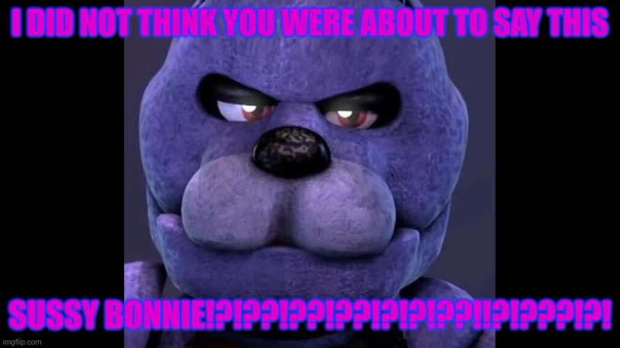 bonnie is mad at you | I DID NOT THINK YOU WERE ABOUT TO SAY THIS; SUSSY BONNIE!?!??!??!??!?!?!??!!?!???!?! | image tagged in fnaf funny | made w/ Imgflip meme maker