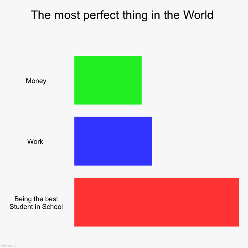 The most perfect thing in the World | Money, Work , Being the best Student in School | image tagged in charts,bar charts | made w/ Imgflip chart maker