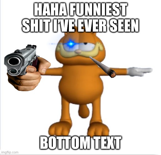 DID YOU EVER JUST BOTTOM TEXT (mod note: where funny) | HAHA FUNNIEST SHIT I’VE EVER SEEN; BOTTOM TEXT | image tagged in garfield t-pose,bottom text | made w/ Imgflip meme maker