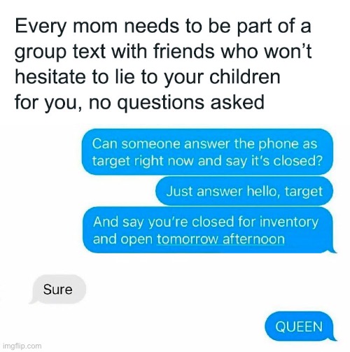 For the Moms | image tagged in funny memes,kids,parenting,target | made w/ Imgflip meme maker