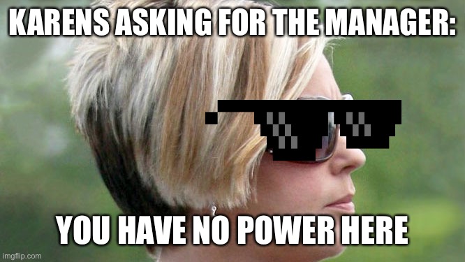 Karens | KARENS ASKING FOR THE MANAGER:; YOU HAVE NO POWER HERE | image tagged in karen | made w/ Imgflip meme maker
