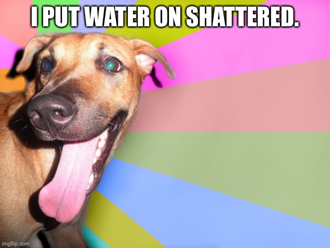 I did something good and I'm happy | I PUT WATER ON SHATTERED. | image tagged in i did something good and i'm happy | made w/ Imgflip meme maker