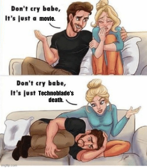 Don't Cry Babe | movie. Technoblade's death. | image tagged in don't cry babe | made w/ Imgflip meme maker